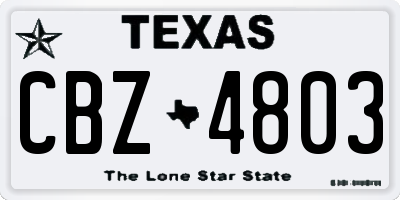 TX license plate CBZ4803