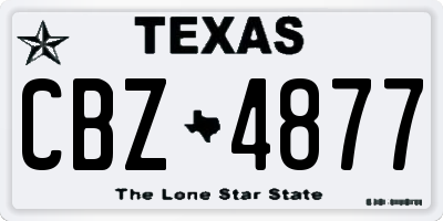 TX license plate CBZ4877