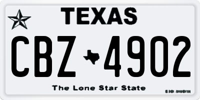 TX license plate CBZ4902