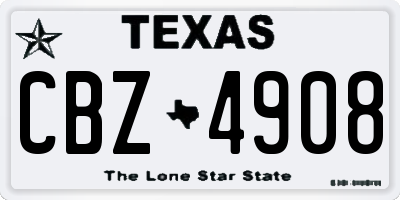 TX license plate CBZ4908