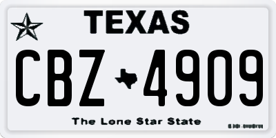 TX license plate CBZ4909