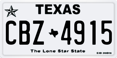 TX license plate CBZ4915
