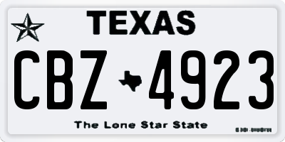 TX license plate CBZ4923