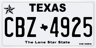 TX license plate CBZ4925