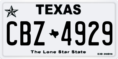 TX license plate CBZ4929
