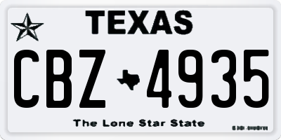 TX license plate CBZ4935