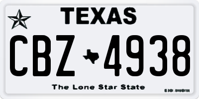 TX license plate CBZ4938