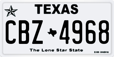 TX license plate CBZ4968
