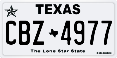 TX license plate CBZ4977