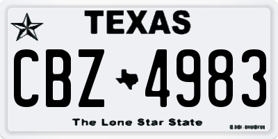 TX license plate CBZ4983
