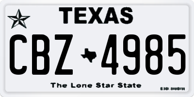 TX license plate CBZ4985