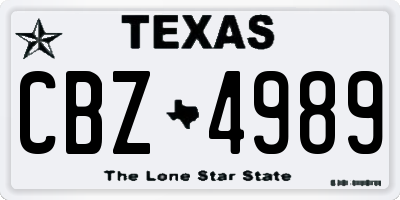 TX license plate CBZ4989