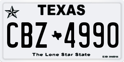 TX license plate CBZ4990