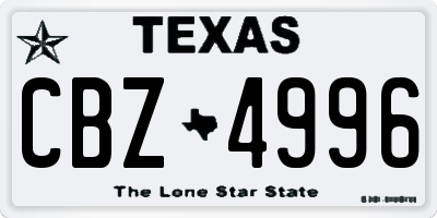 TX license plate CBZ4996