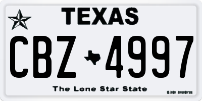 TX license plate CBZ4997