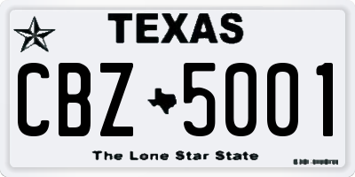 TX license plate CBZ5001