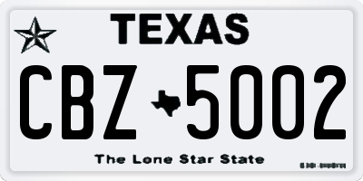 TX license plate CBZ5002