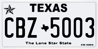 TX license plate CBZ5003
