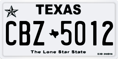 TX license plate CBZ5012