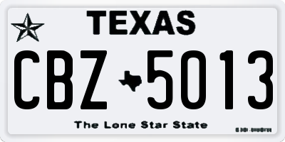 TX license plate CBZ5013