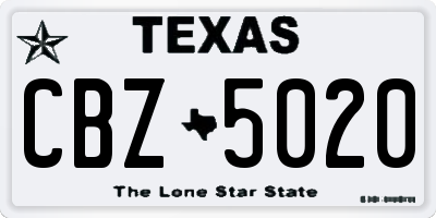 TX license plate CBZ5020