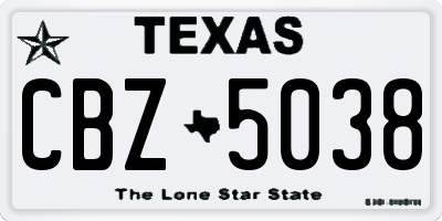 TX license plate CBZ5038