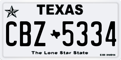 TX license plate CBZ5334