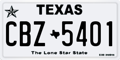 TX license plate CBZ5401