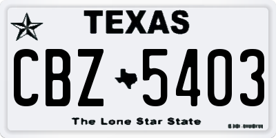 TX license plate CBZ5403