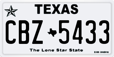 TX license plate CBZ5433