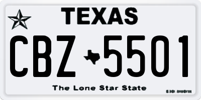TX license plate CBZ5501