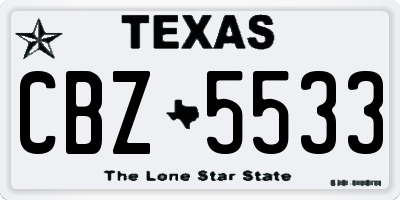 TX license plate CBZ5533