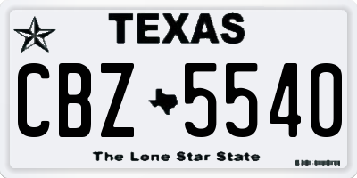 TX license plate CBZ5540