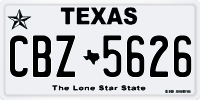 TX license plate CBZ5626