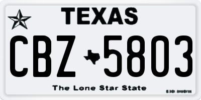 TX license plate CBZ5803
