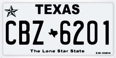 TX license plate CBZ6201