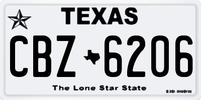 TX license plate CBZ6206