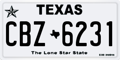 TX license plate CBZ6231