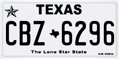 TX license plate CBZ6296