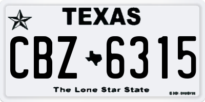 TX license plate CBZ6315
