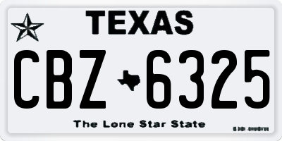 TX license plate CBZ6325