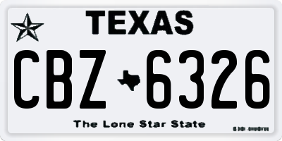 TX license plate CBZ6326