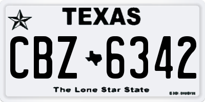 TX license plate CBZ6342