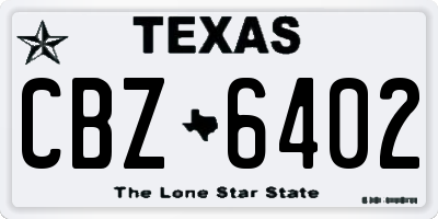TX license plate CBZ6402