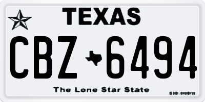 TX license plate CBZ6494