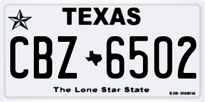 TX license plate CBZ6502