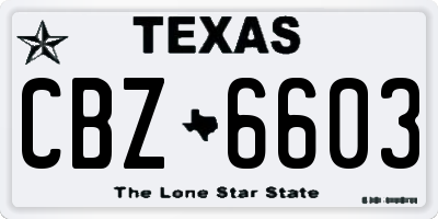 TX license plate CBZ6603
