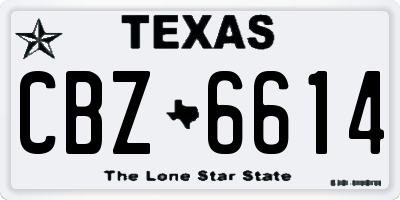 TX license plate CBZ6614