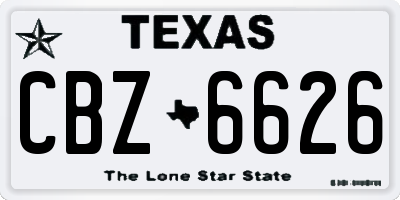 TX license plate CBZ6626