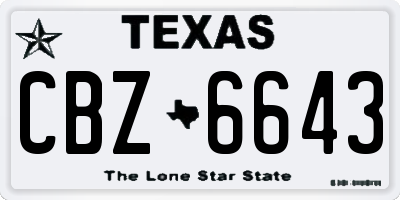 TX license plate CBZ6643